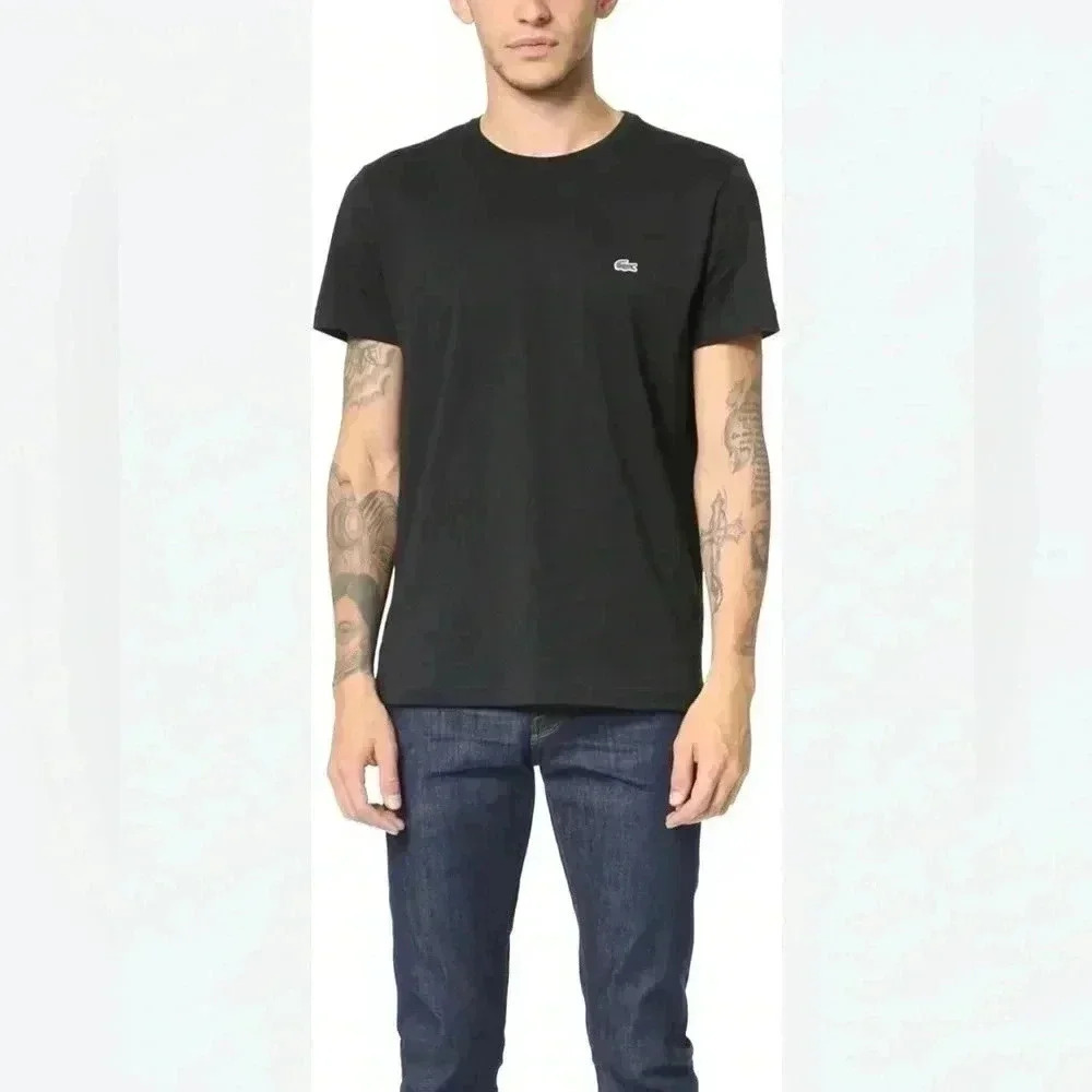 Lacoste Mens Cotton Crewneck T-Shirt Tee Black